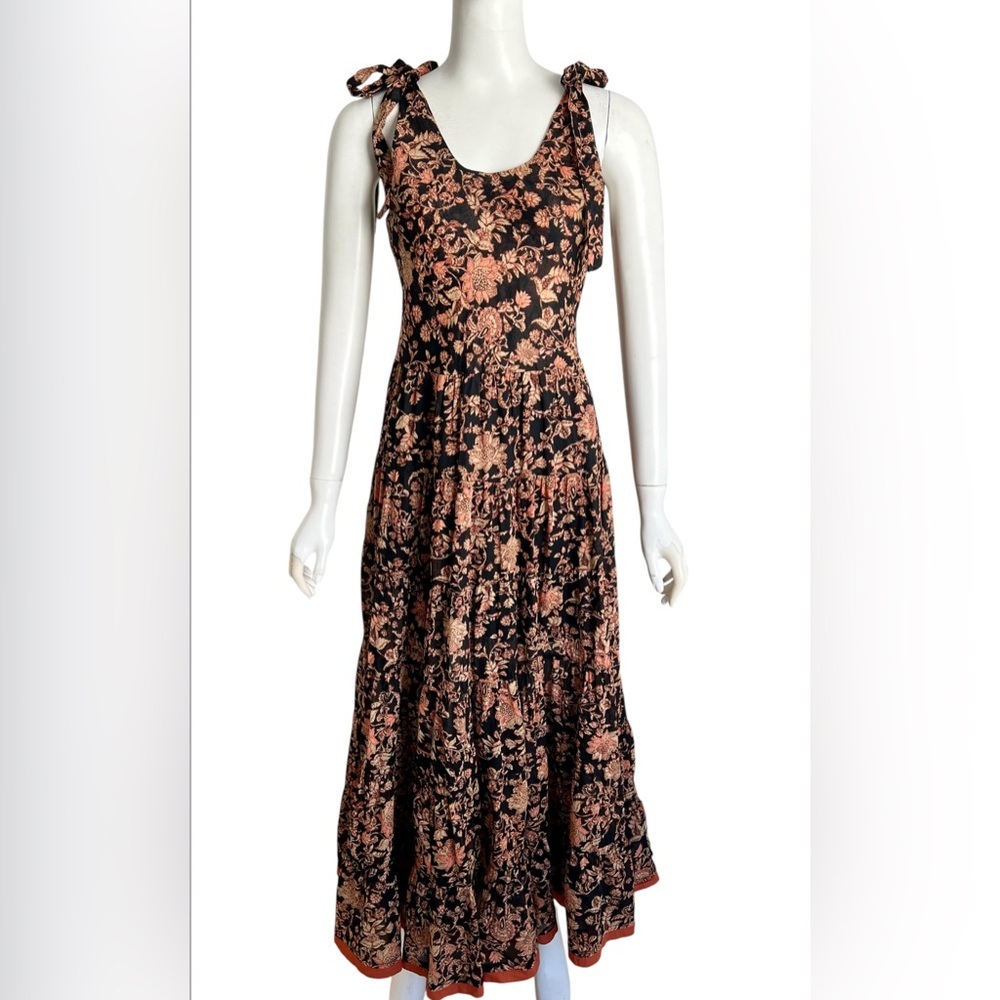 Free People Kika's Maxi Dress Kikas Black Floral Size S Boho Coastal Cottage - Picture 3 of 8